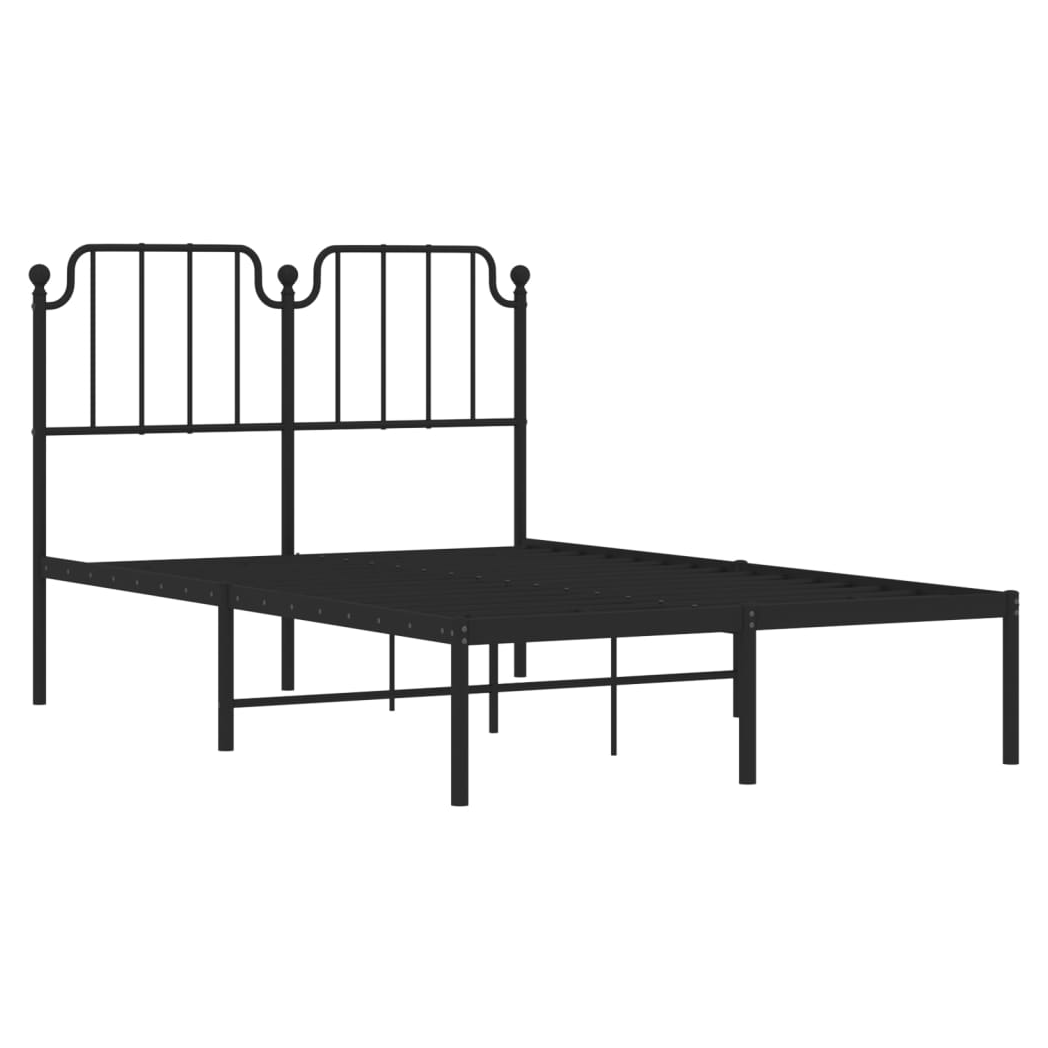 Metal Bed Frame with Headboard Black 120x200 cm