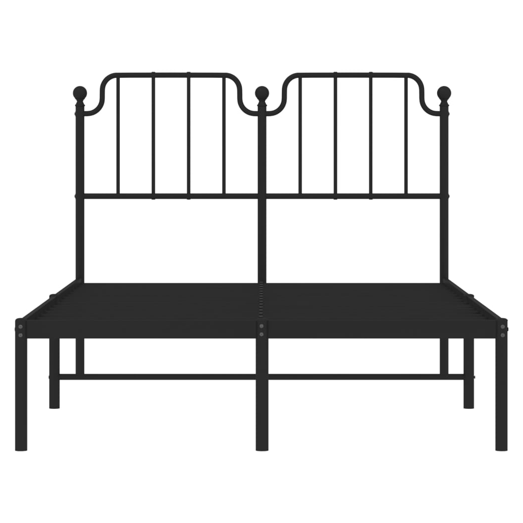 Metal Bed Frame with Headboard Black 120x200 cm