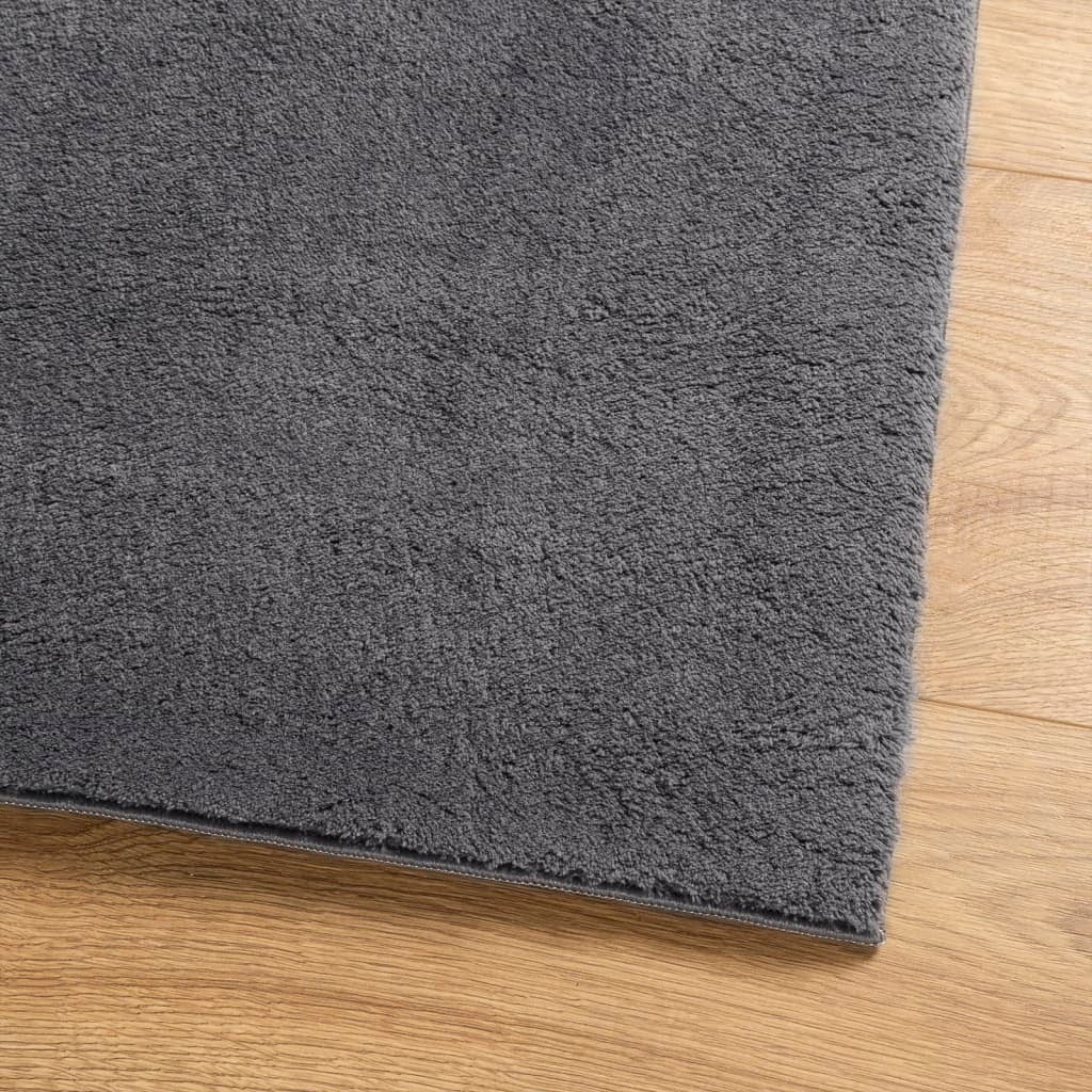 Rug HUARTE Short Pile Soft and Washable Anthracite 80x150 cm