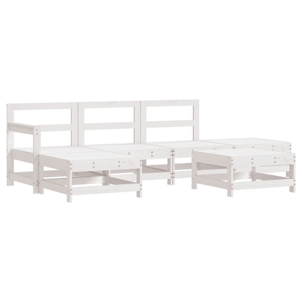 6 Piece Garden Lounge Set White Solid Wood Pine