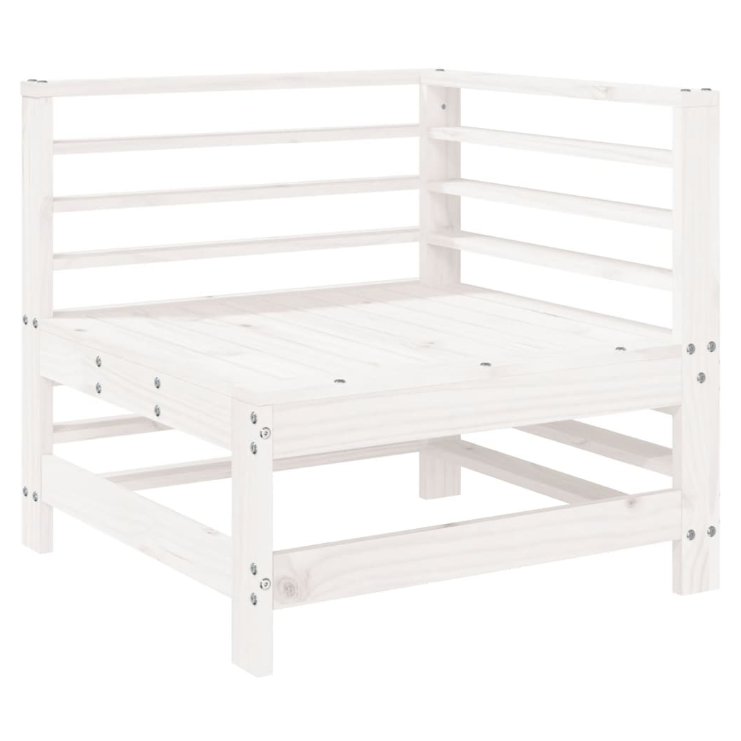 6 Piece Garden Lounge Set White Solid Wood Pine