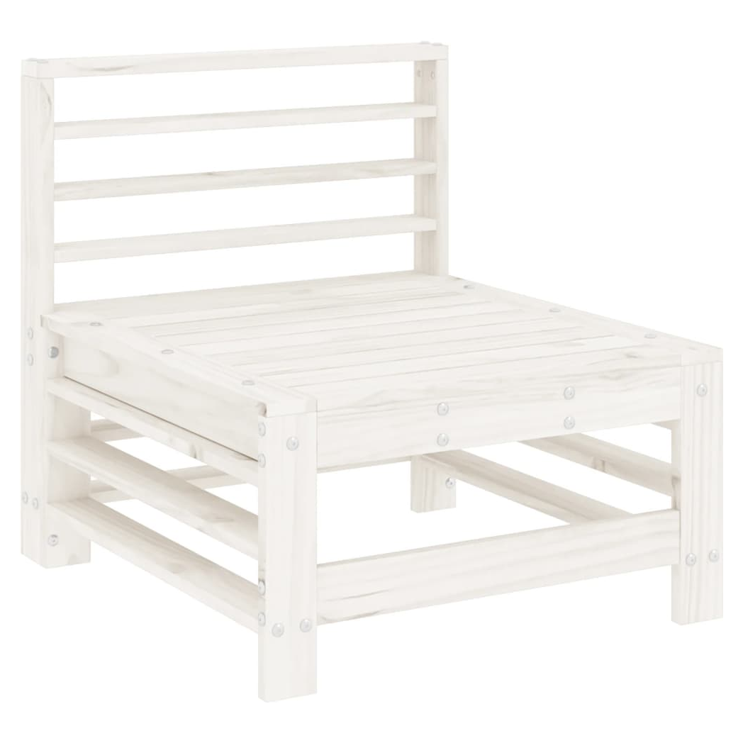 6 Piece Garden Lounge Set White Solid Wood Pine