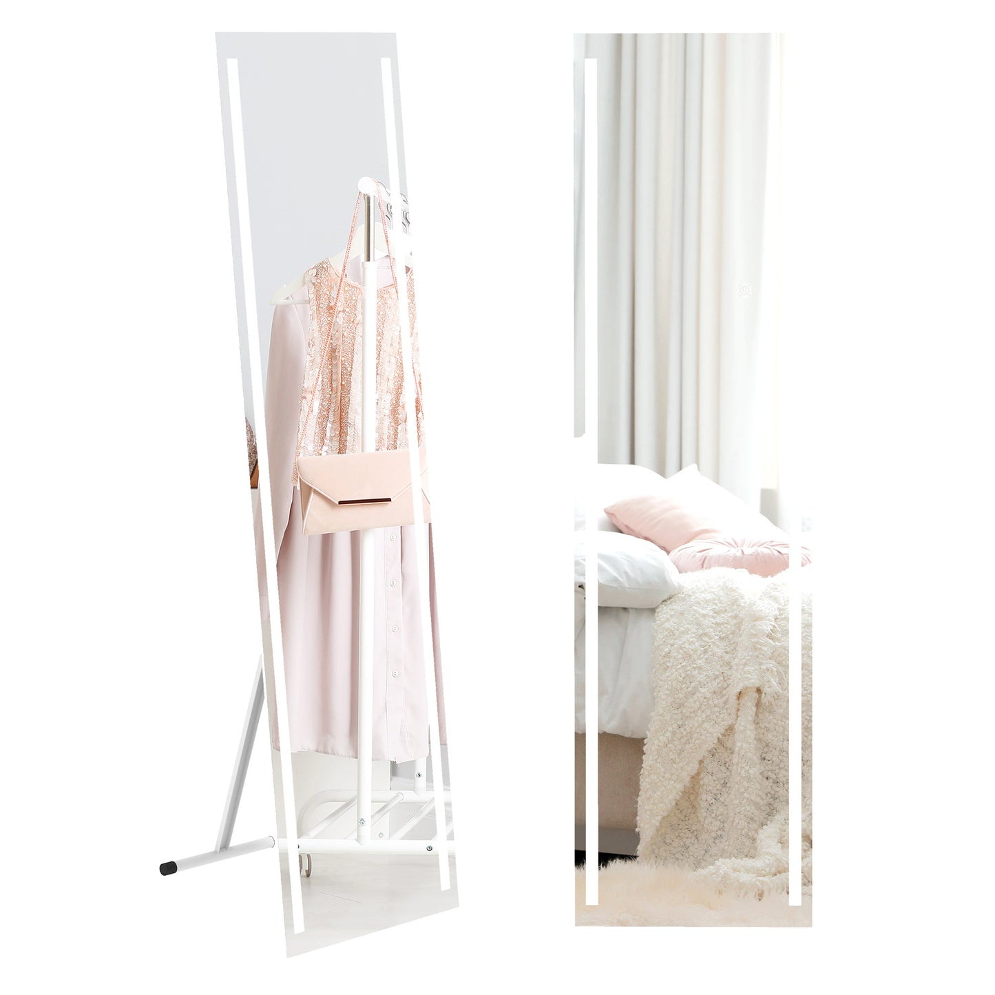 SvvalkaLED Lighted Full Length Mirror Dimmable Full Size Body Mirror for Bedroom