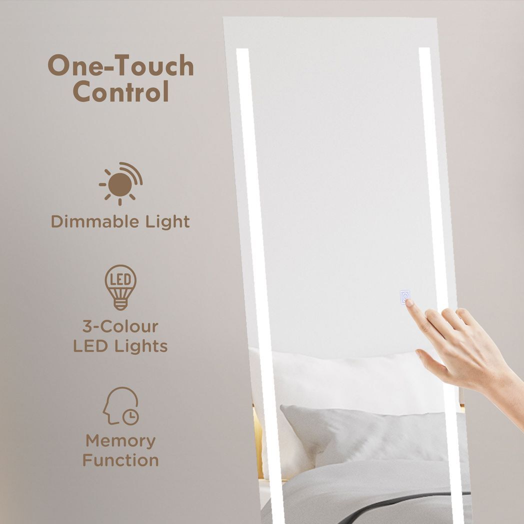 SvvalkaLED Lighted Full Length Mirror Dimmable Full Size Body Mirror for Bedroom