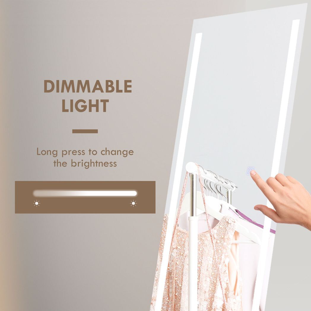 SvvalkaLED Lighted Full Length Mirror Dimmable Full Size Body Mirror for Bedroom