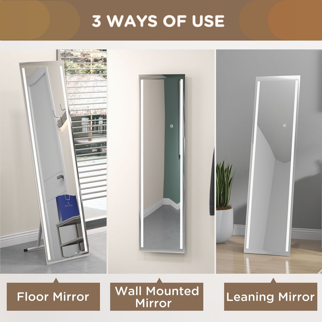 SvvalkaLED Lighted Full Length Mirror Dimmable Full Size Body Mirror for Bedroom
