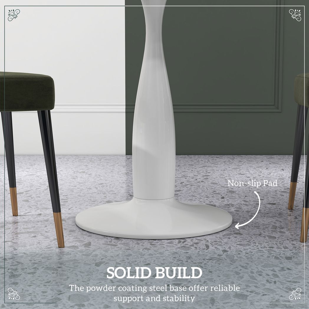 SvvalkaRound Dining Table with Steel Base for Living Room, Dining Room