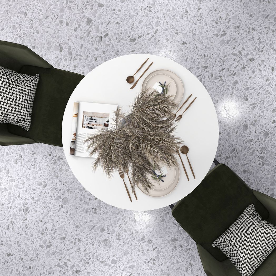 SvvalkaRound Dining Table with Steel Base for Living Room, Dining Room