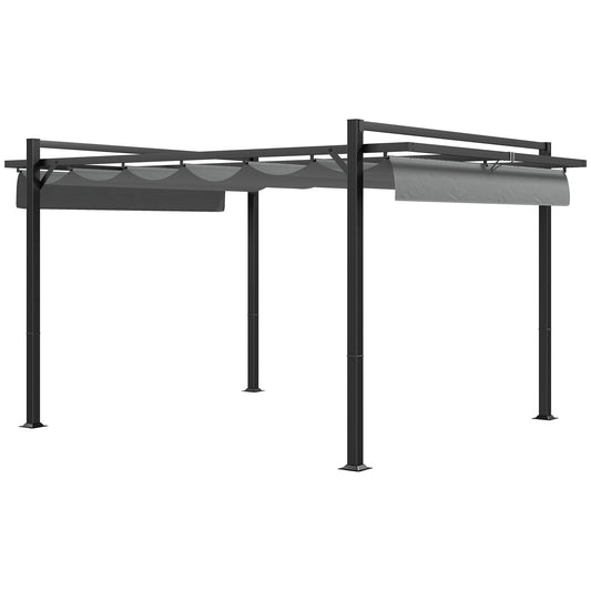 3 x 4m Pergola with Retractable Roof and Aluminium Frame, Grey