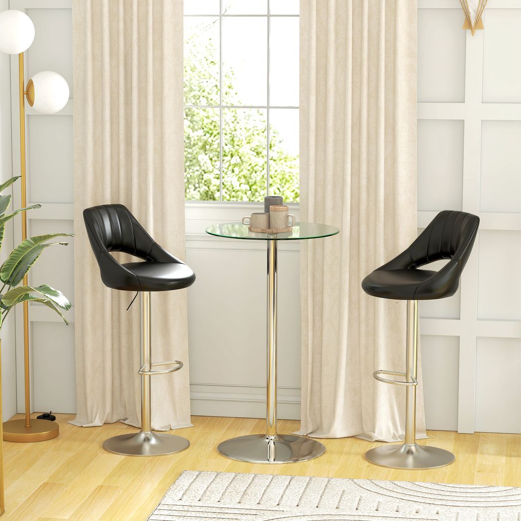 SvvalkaRound Bar Table for 2 People, High Pub Table with Tempered Glass Top