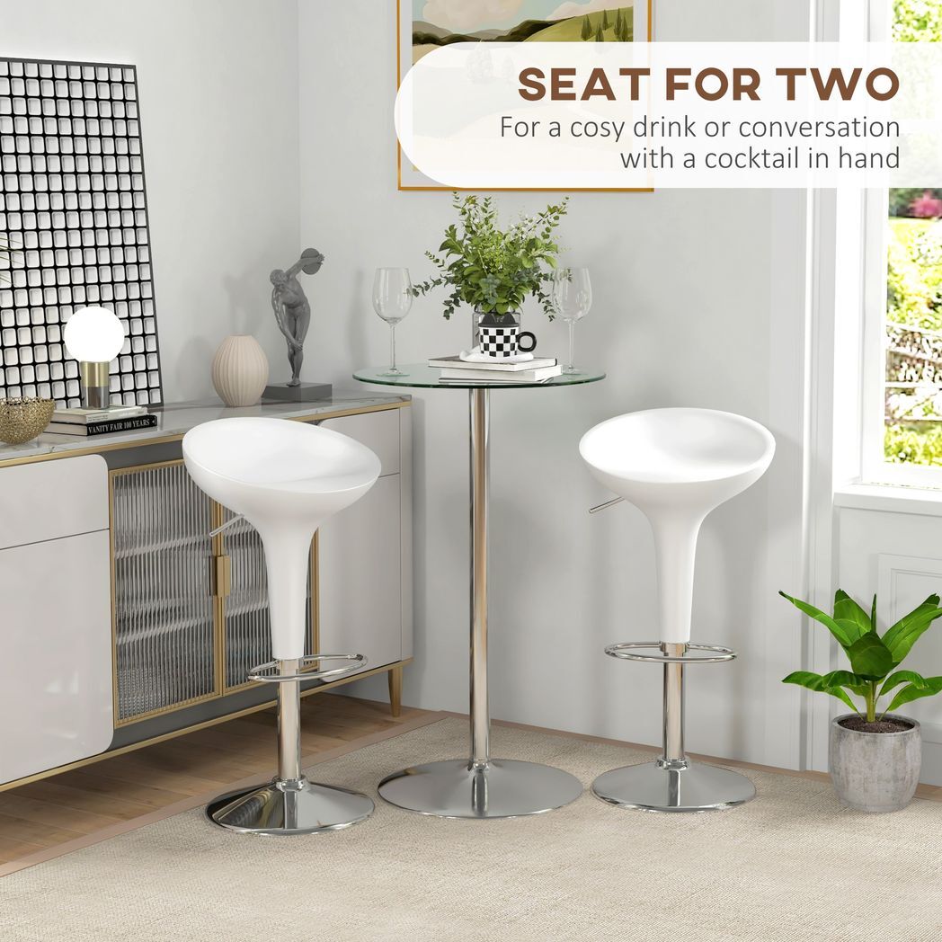 SvvalkaRound Bar Table for 2 People, High Pub Table with Tempered Glass Top