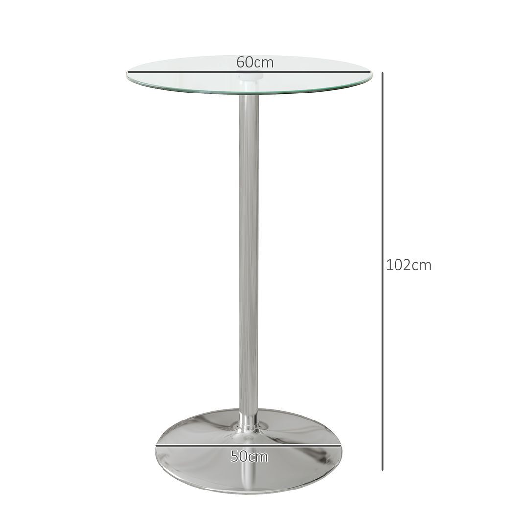 SvvalkaRound Bar Table for 2 People, High Pub Table with Tempered Glass Top