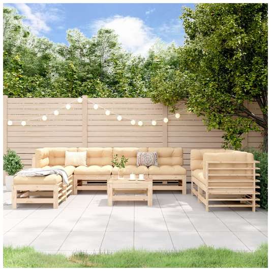 9 Piece Garden Lounge Set Solid Wood Pine