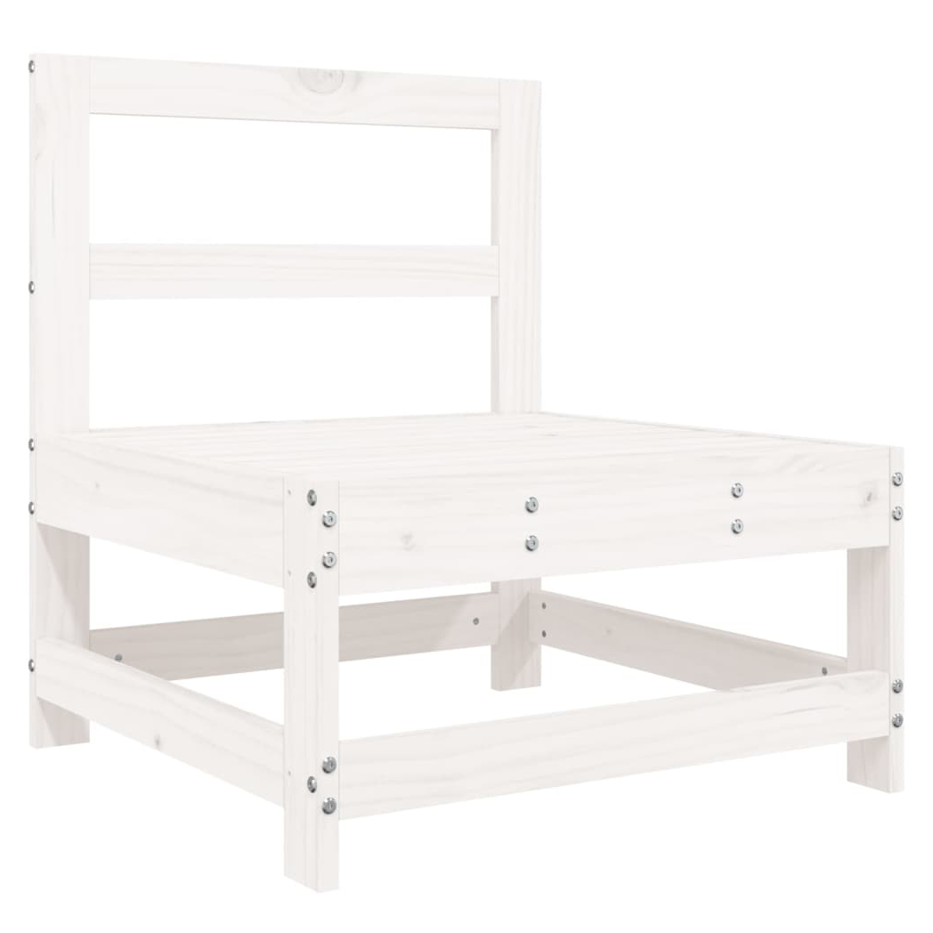 7 Piece Garden Lounge Set White Solid Wood Pine