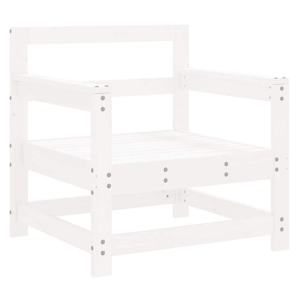 7 Piece Garden Lounge Set White Solid Wood Pine