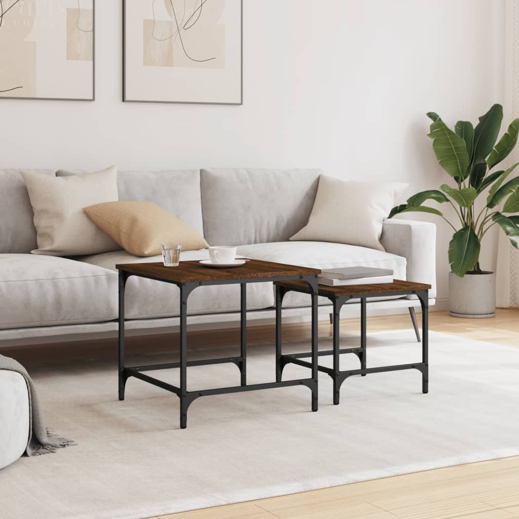 Nesting Coffee Tables 2 pcs Brown Oak Engineered Wood