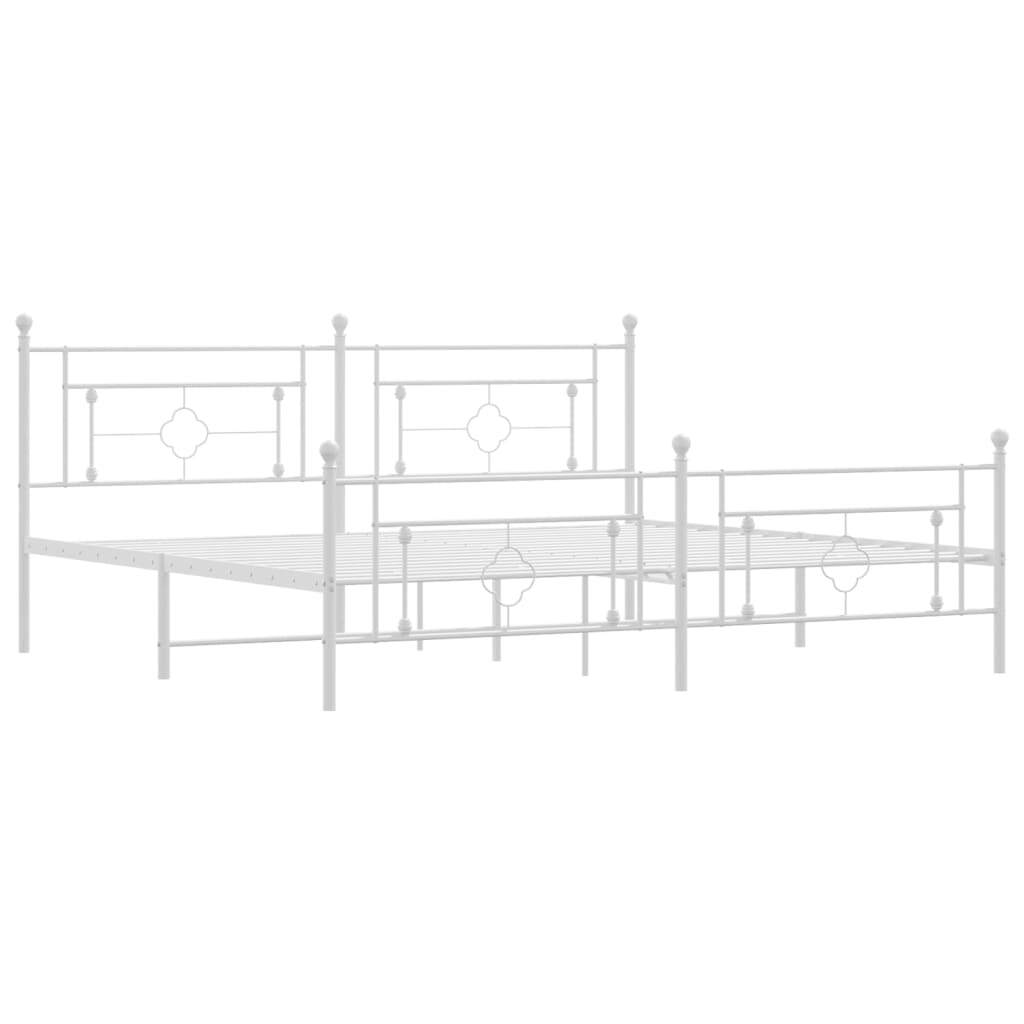 Metal Bed Frame with Headboard and Footboard White 193x203 cm