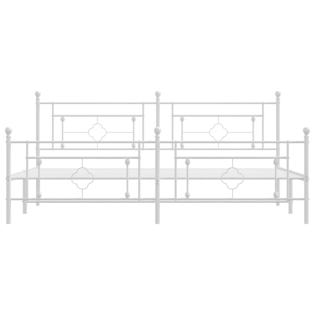 Metal Bed Frame with Headboard and Footboard White 193x203 cm