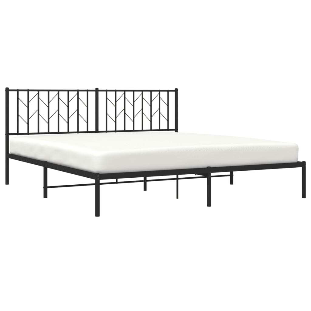 Metal Bed Frame with Headboard Black 180x200 cm Super King Size