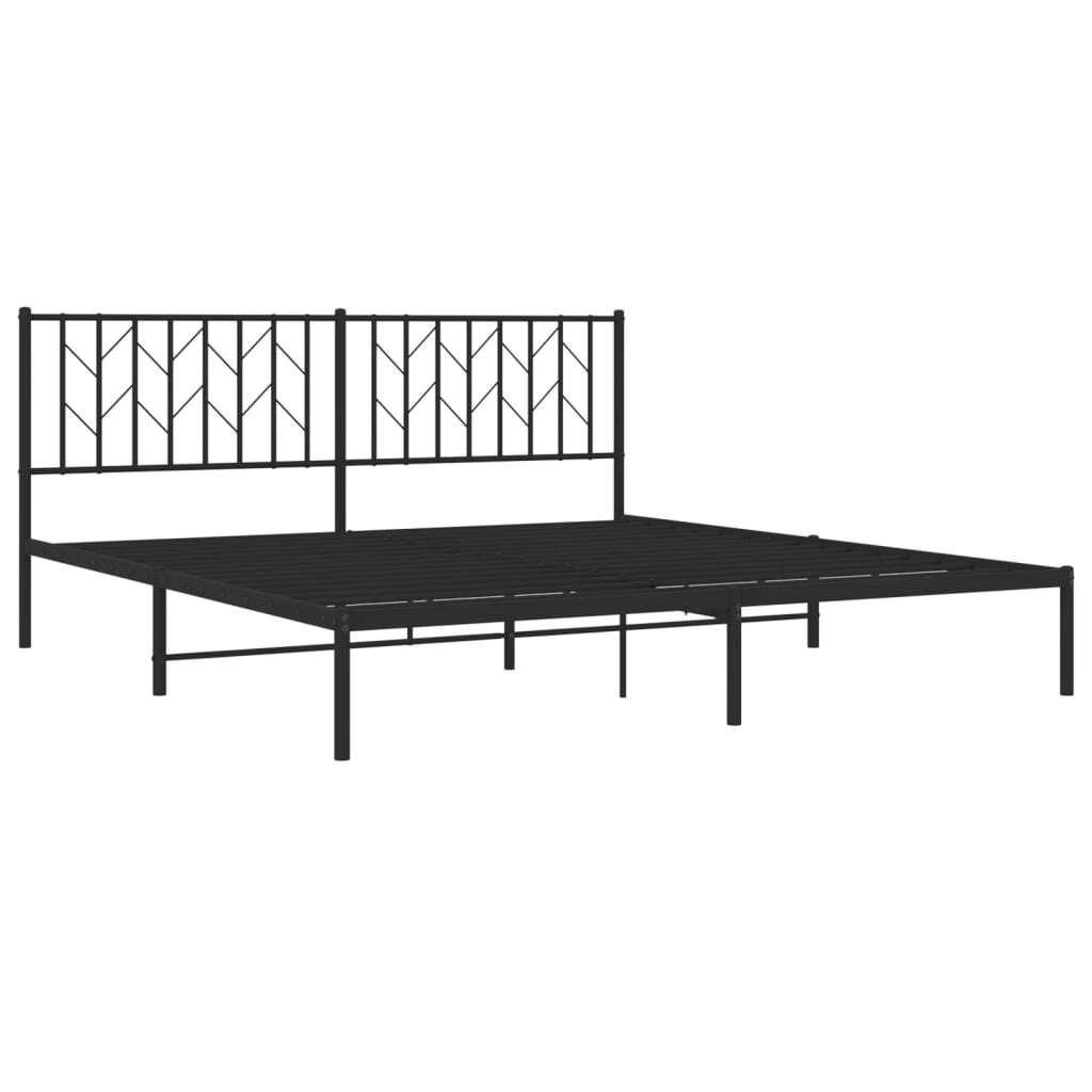 Metal Bed Frame with Headboard Black 180x200 cm Super King Size