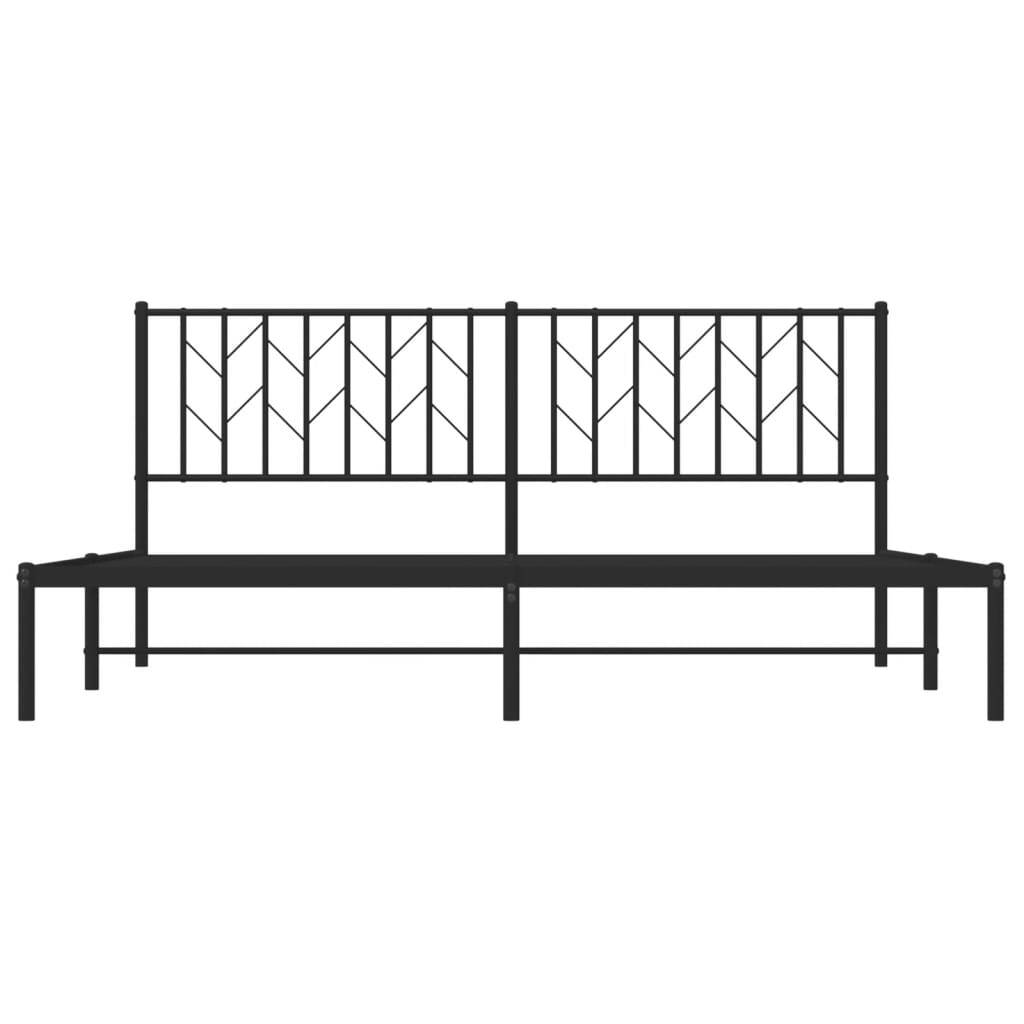 Metal Bed Frame with Headboard Black 180x200 cm Super King Size