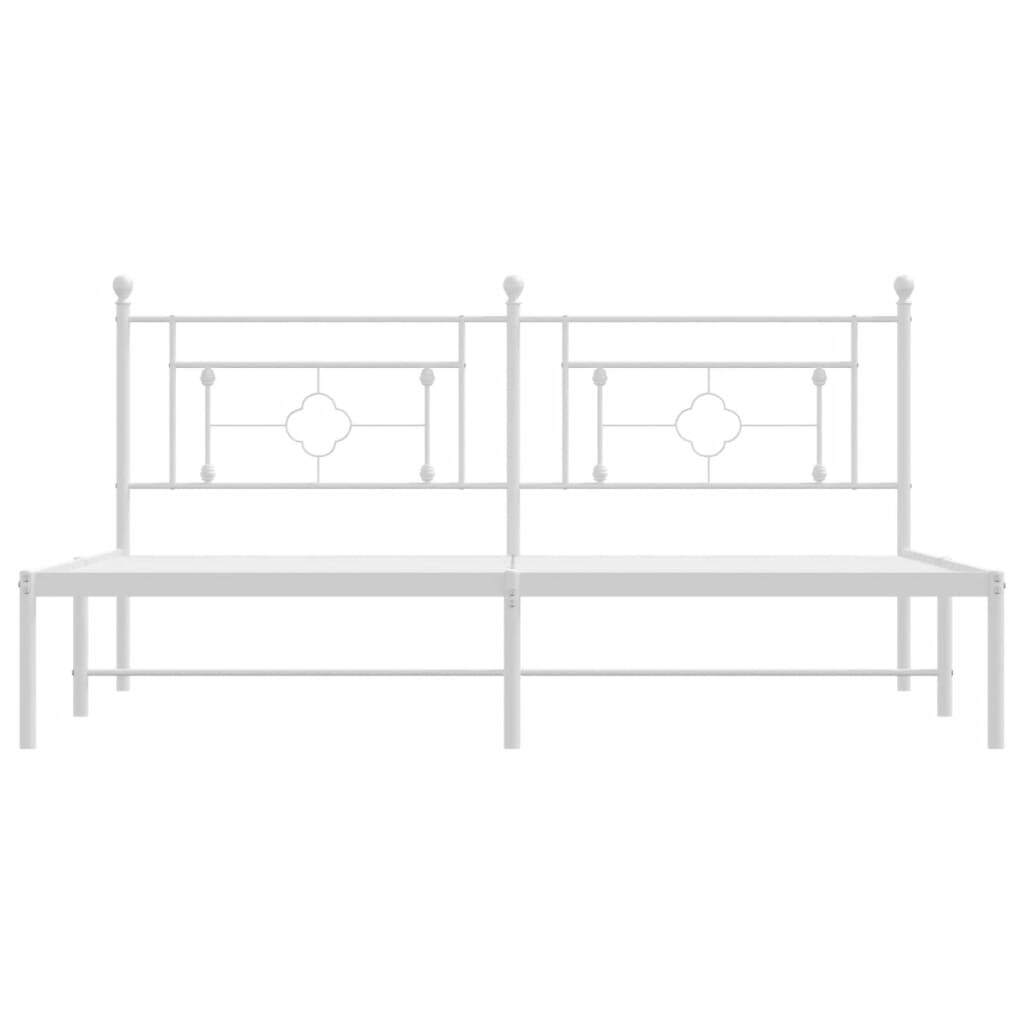Metal Bed Frame with Headboard White 183x213 cm