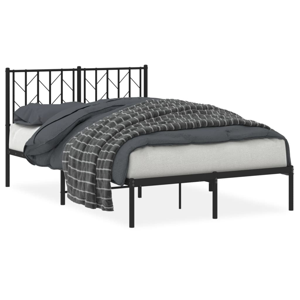 Metal Bed Frame with Headboard Black 120x200 cm