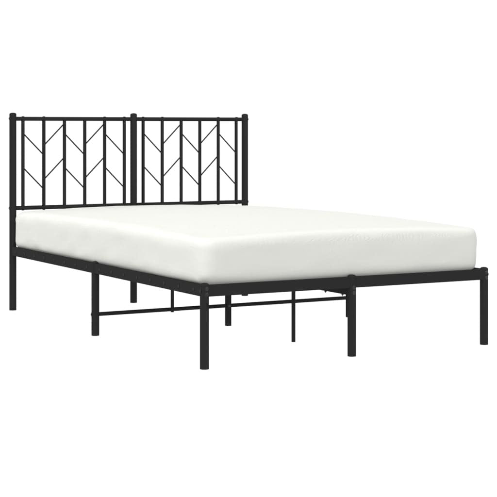 Metal Bed Frame with Headboard Black 120x200 cm