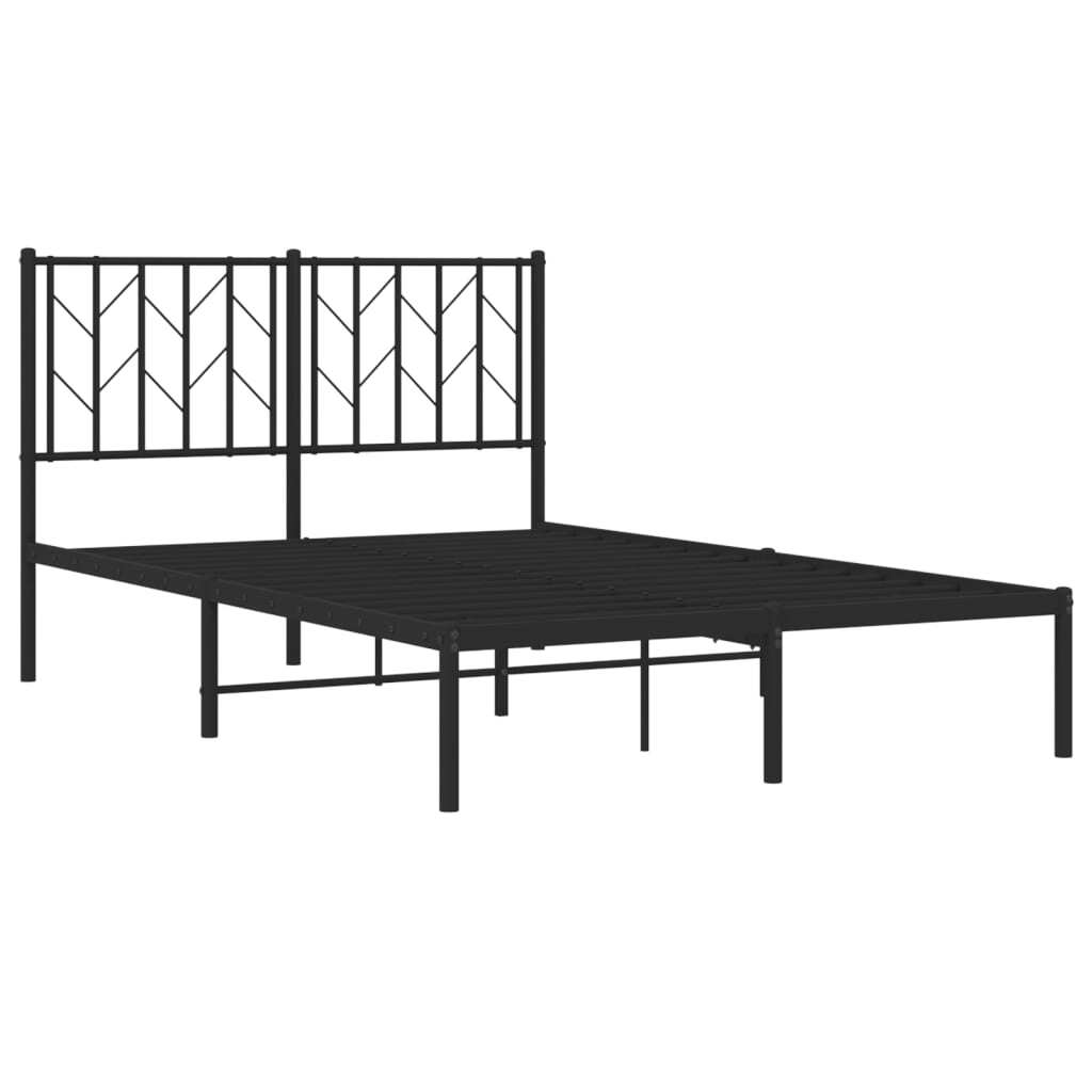 Metal Bed Frame with Headboard Black 120x200 cm