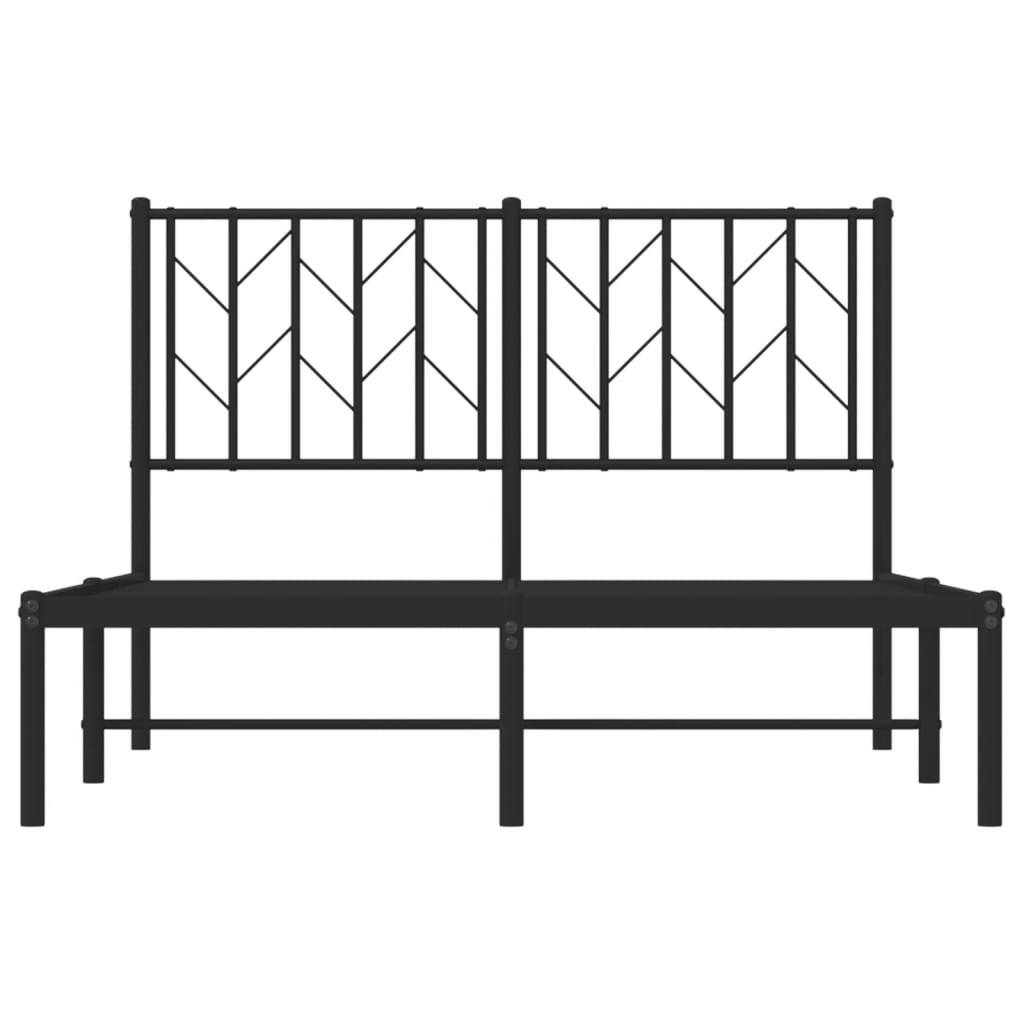 Metal Bed Frame with Headboard Black 120x200 cm