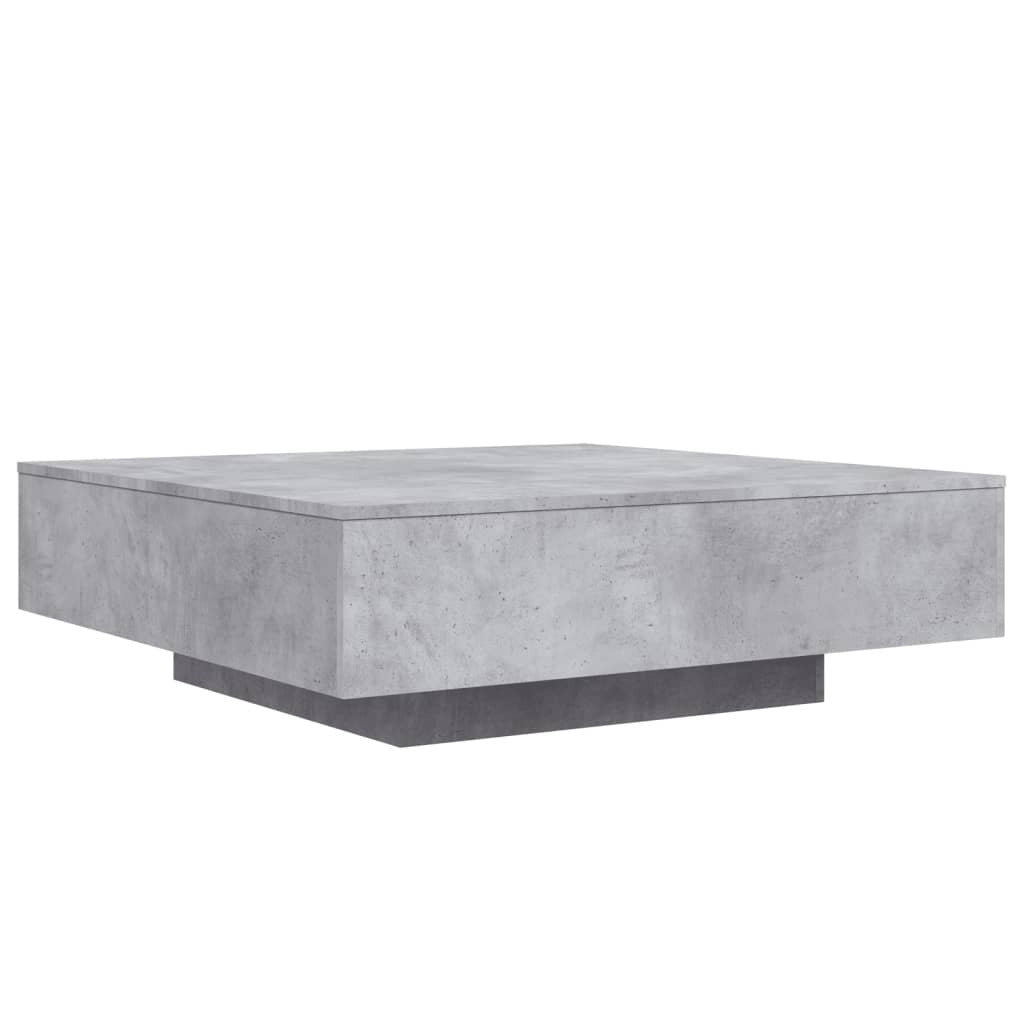 Coffee Table with LED Lights Concrete Grey 100x100x31 cm