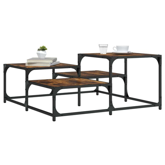 Coffee Table Smoked Oak 87.5x87.5x40 cm Engineered Wood