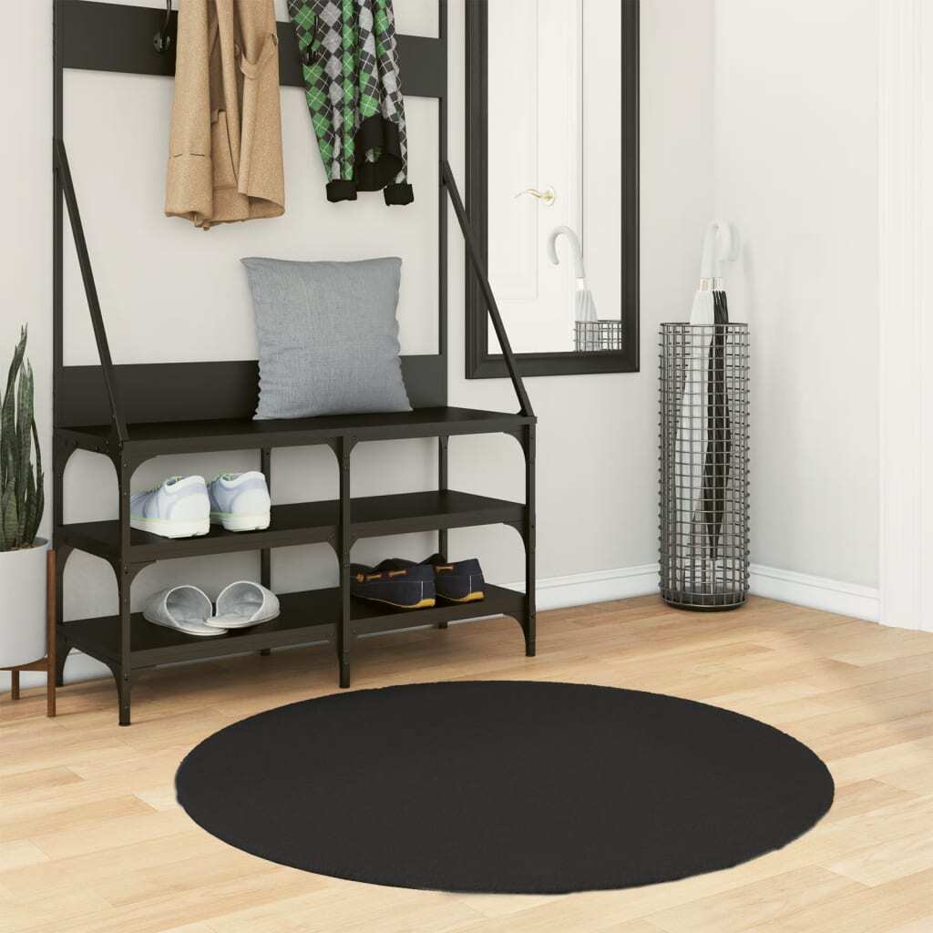 Rug HUARTE Short Pile Soft and Washable Black  100 cm