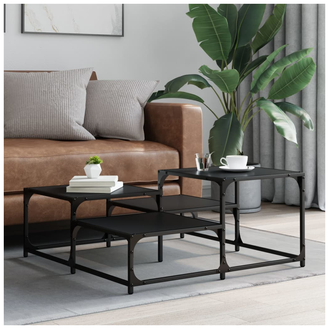 Coffee Table Black 87.5x87.5x40 cm Engineered Wood