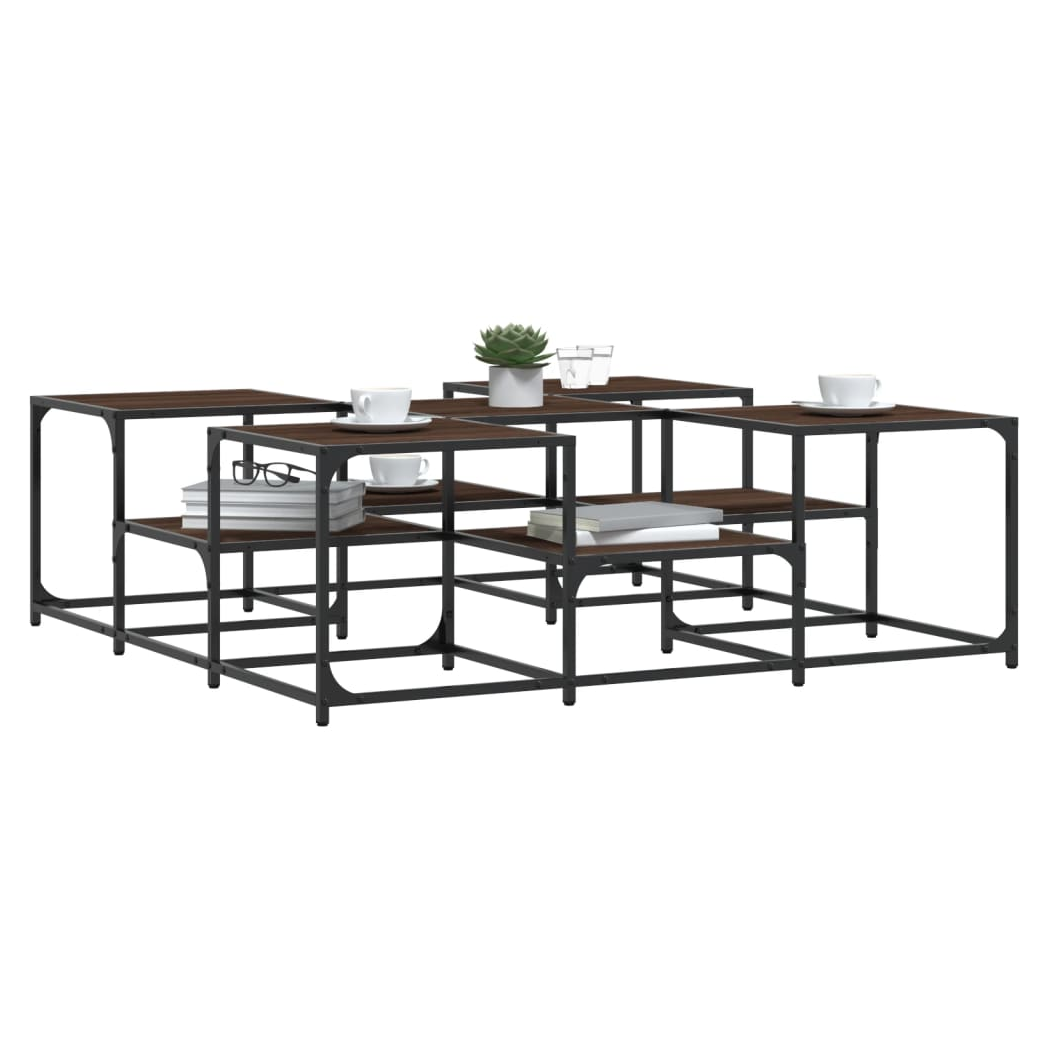 Coffee Table Brown Oak 121x121x40 cm Engineered Wood