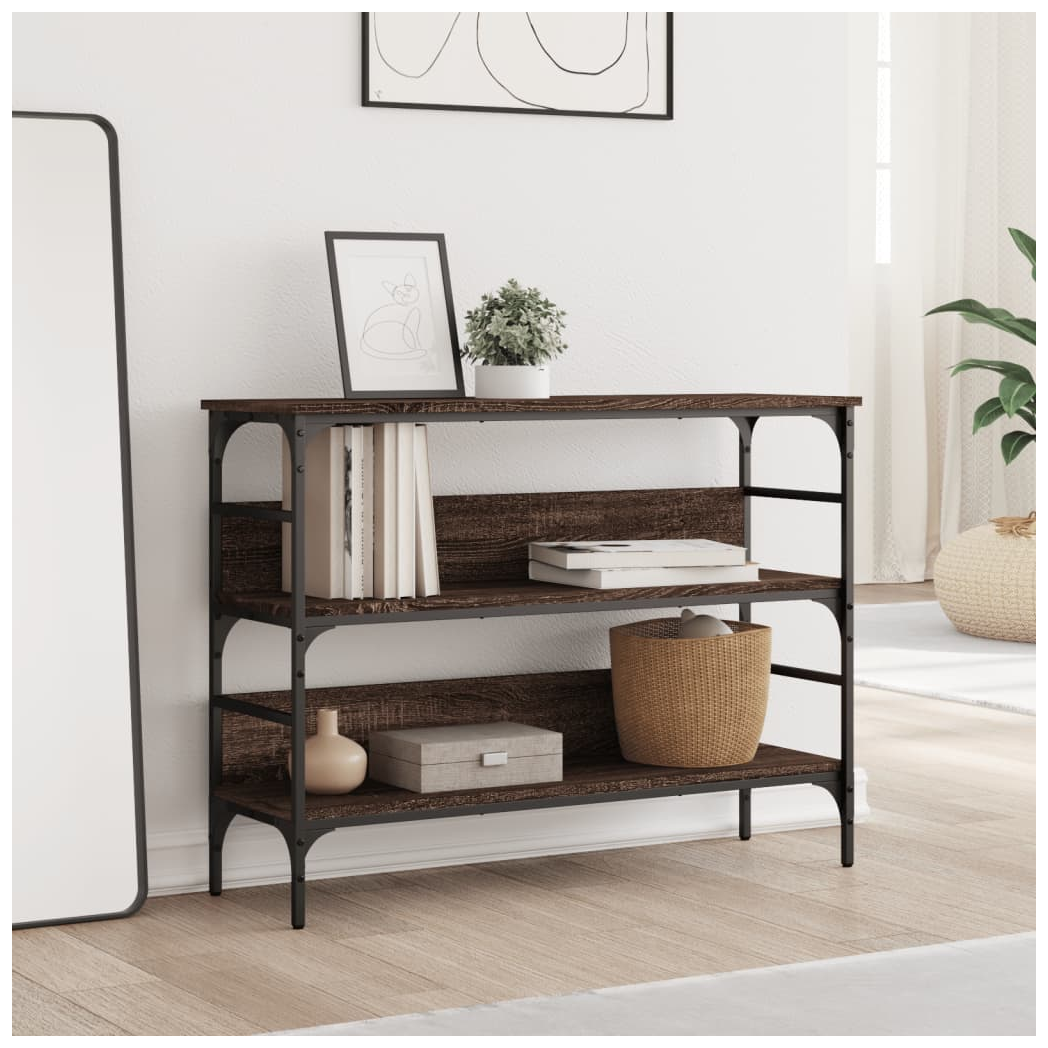 Console Table Brown Oak 100x32x75 cm Engineered Wood