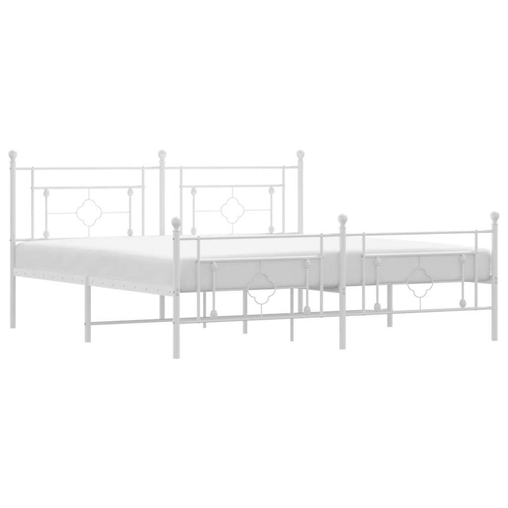 Metal Bed Frame with Headboard and Footboard White 183x213 cm