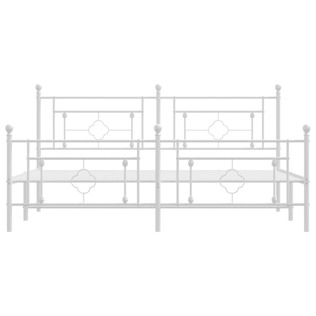 Metal Bed Frame with Headboard and Footboard White 183x213 cm