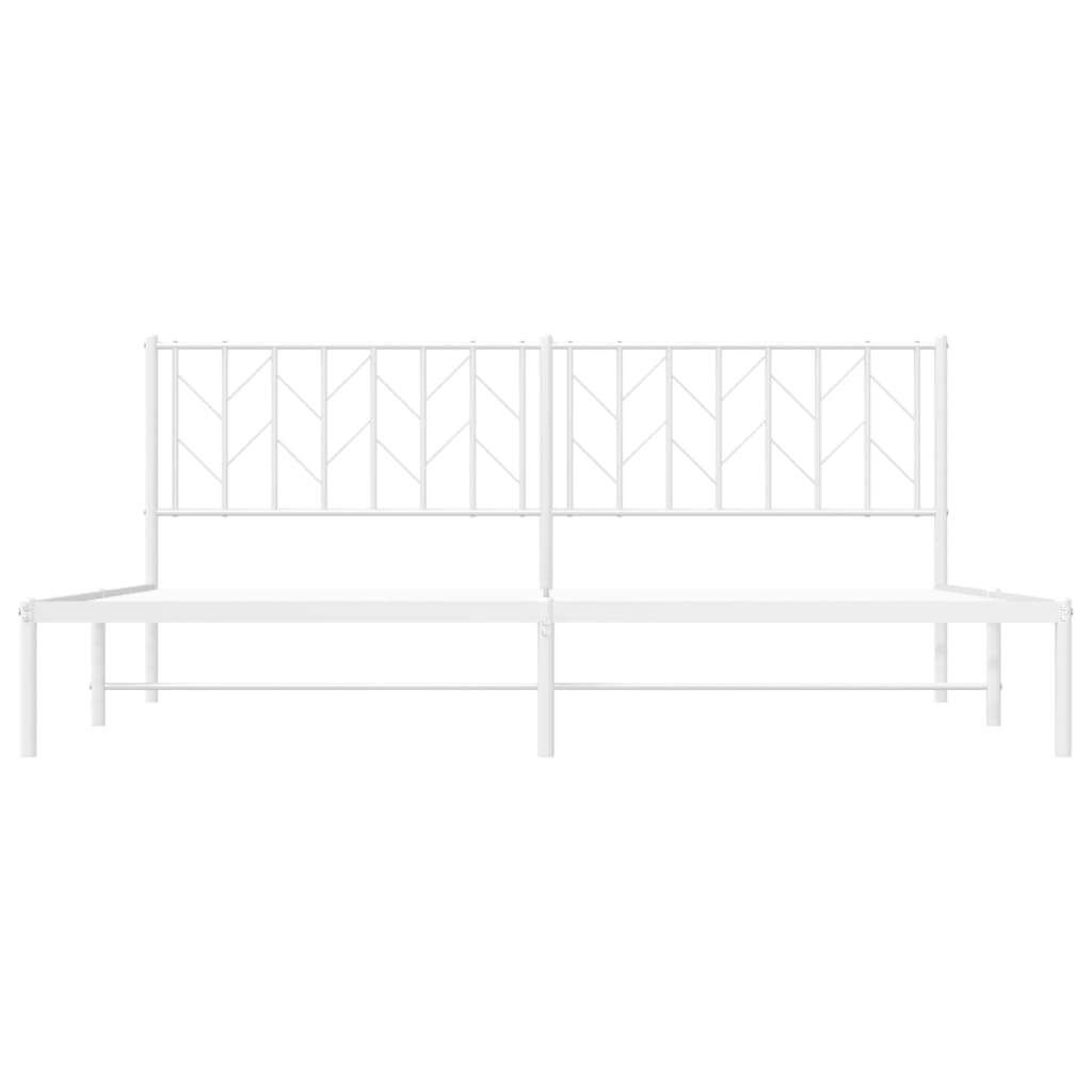 Metal Bed Frame with Headboard White 193x203 cm