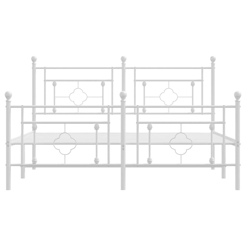 Metal Bed Frame with Headboard and Footboard White 160x200 cm