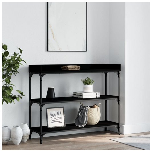 Console Table with Shelves Black 100x30x80 cm