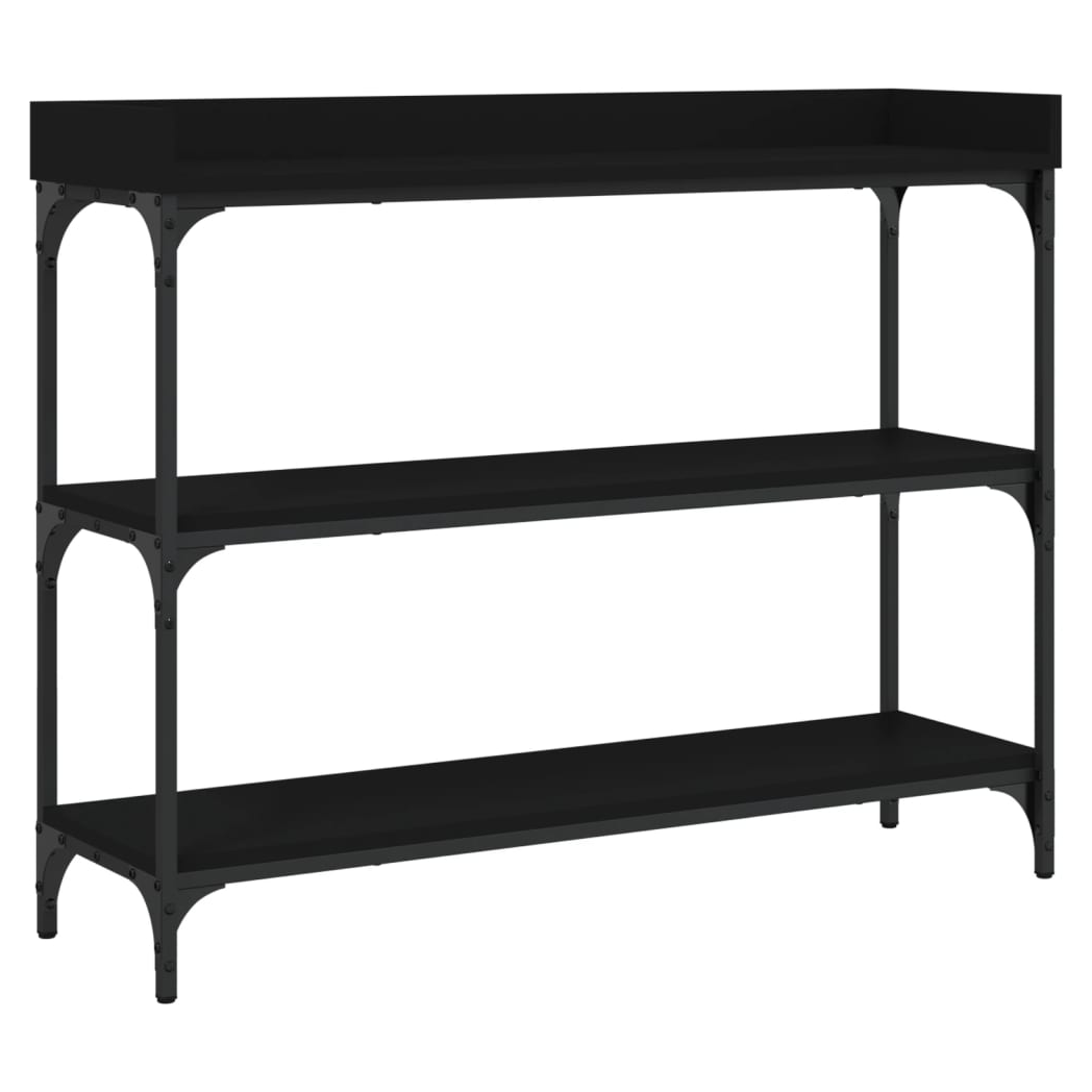 Console Table with Shelves Black 100x30x80 cm