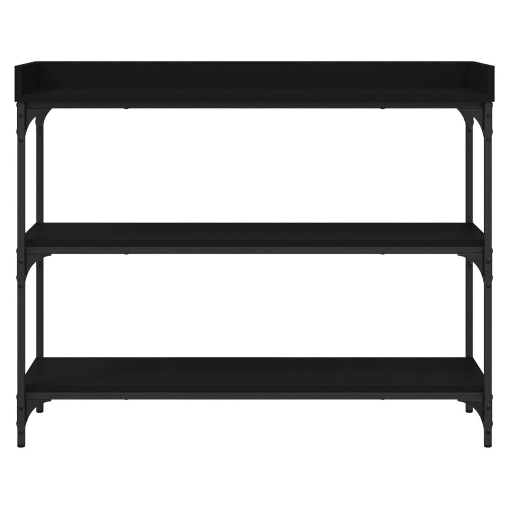 Console Table with Shelves Black 100x30x80 cm