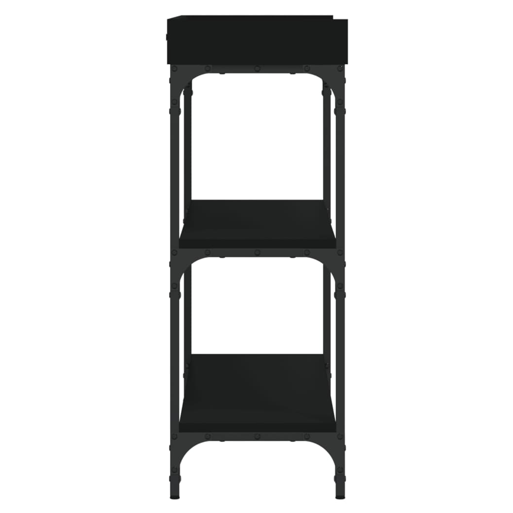 Console Table with Shelves Black 100x30x80 cm