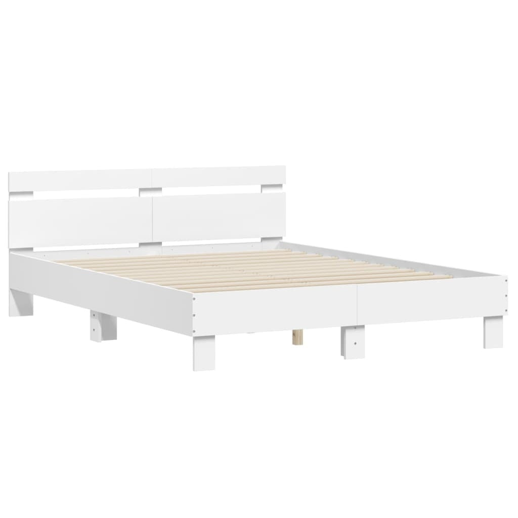 Bed Frame with Headboard White 140x190 cm Engineered Wood