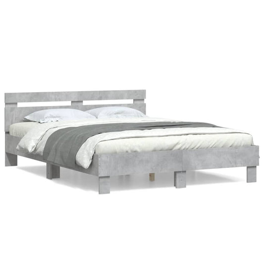 Bed Frame with Headboard Concrete Grey 140x190 cm Engineered Wood