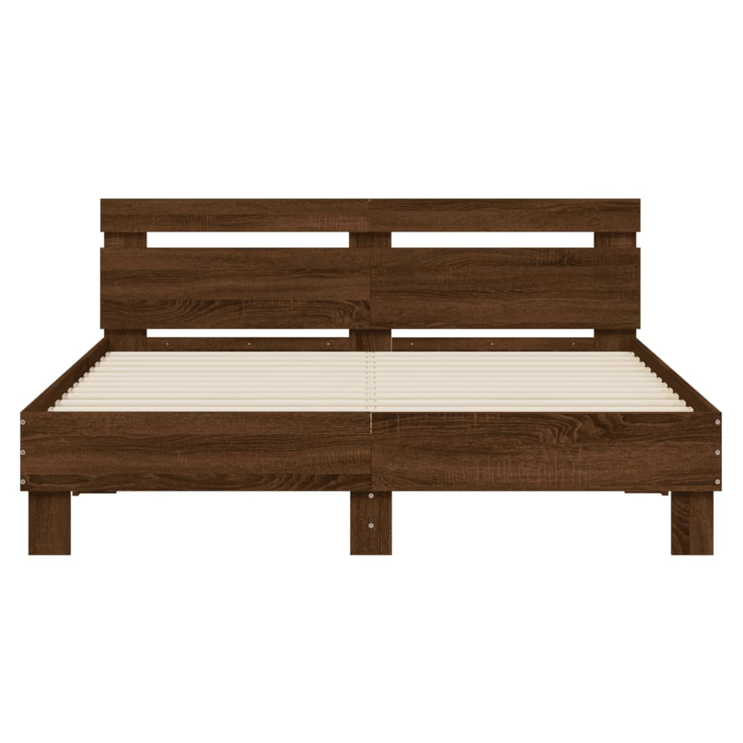 Bed Frame with Headboard Brown Oak 140x190 cm Engineered Wood