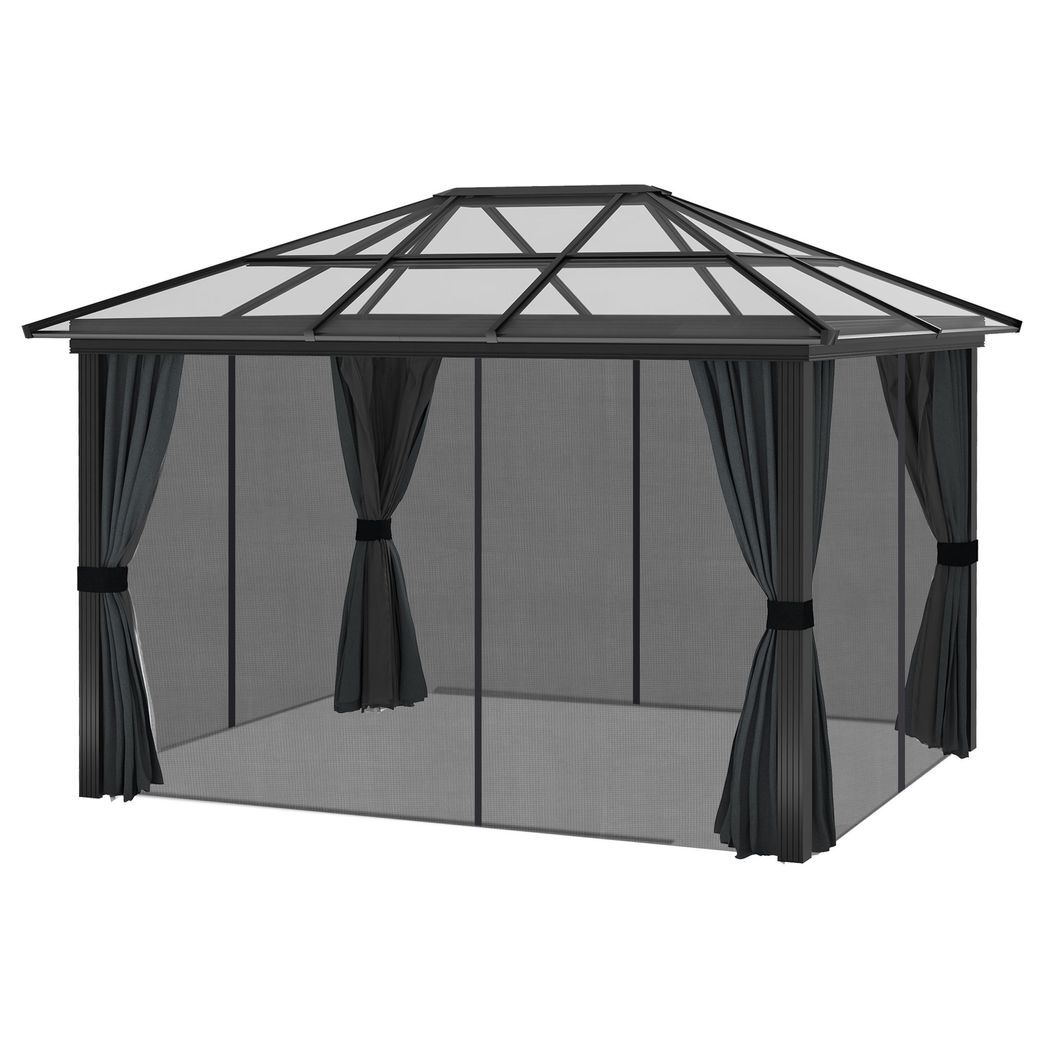 Outsunny 3 x 3.6m Aluminium Hardtop Gazebo Canopy with Polycarbonate Top