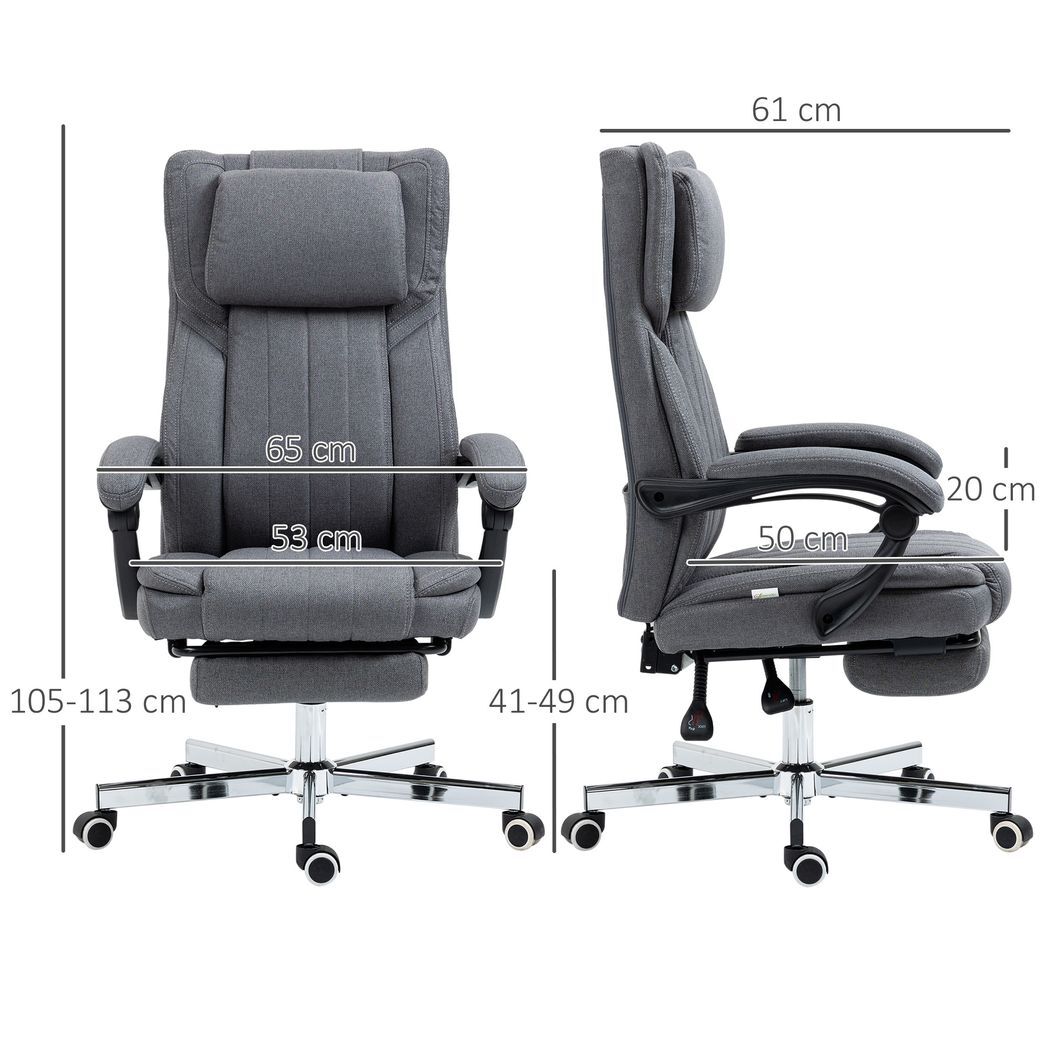 SvvalkaExecutive Office Chair Reclining Office Chair with Headrest Dark Grey