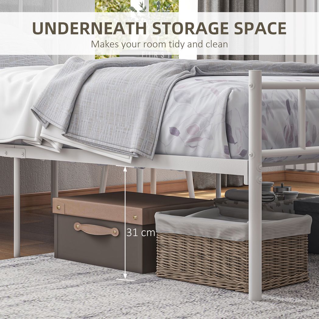 SvvalkaSingle Metal Bed Frame w/ Headboard and Footboard, Underbed Storage Space